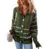 image:imageDokotoo Womens 2024 Fall Long Sleeve Striped Sweater Open Front Chunky Cable Knit Cardigans Sweaters Button Outerwear Coats