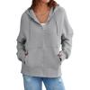 image:imageDokotoo Womens Casual Drawstring Zip Up Thick Hoodies Long Sleeve Fleece Sweatshirts Solid Jacket Coat with Pockets