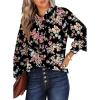 image:imageDokotoo Womens Casual V Neck Allover Floral Print Long Sleeve Chiffon Button Down Blouses Bohemian Top ShirtsBlack