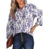 image:imageDokotoo Womens Casual V Neck Allover Floral Print Long Sleeve Chiffon Button Down Blouses Bohemian Top ShirtsBlue
