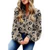 image:imageDokotoo Womens Casual V Neck Boho Abstract Print Lantern Long Sleeve Tops Chiffon Blouses Bohemian Shirts
