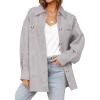 image:imageDokotoo Womens Fall Oversized Long Sleeve Shacket Jackets 2024 Button Down Coats with PocketsGray