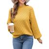 image:imageDokotoo Womens Fall Sweaters 2024 Fashion Cable Knit Mock Neck Lantern Sleeve Casual Loose Pullover Tops
