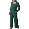 image:imageDokotoo Womens Jumpsuits VNeck Button Up Lantern Sleeve High Waist Wide Leg Rompers Loose Casual Jumpsuits with PocketsGreen
