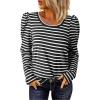 image:imageDokotoo Womens Puff Long Sleeve Knit Tops Casual Crewneck Neck Striped T Shirts 2024 Trendy Blouses