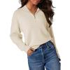 image:imageDokotoo Womens Quarter Zip Pullover Turtleneck Sweater Long Sleeve Fall Outfits Ribbed Knit Winter Sweaters