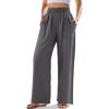 image:imageDokotoo Womens Ruffled Smocked High Waist Slant Pocket Straight Tencel Denim Jeans Summer Lightweight Pants