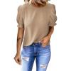 image:imageDokotoo Womens Tops Trendy 2025 Spring Summer Short Sleeve Shirts Business Casual Dressy BlousesKhaki