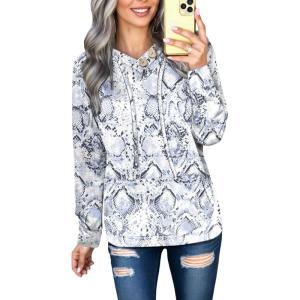 image:imageDokotoo Womens Casual Long Sleeve Hoodies Sweatshirts Drawstring Pullover Tunic Tops With PocketsA Gray