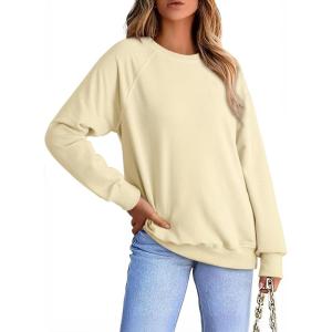 image:imageDokotoo Womens Sweatshirt 2024 Crewneck Long Sleeve Casual Loose Pullover Sweatshirts Tops ShirtsA Apricot