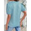 image:imageDOKOTOO Womens Casual V Neck Short Sleeve Textured Tops Lettuce Trim T Shirts Tee BlousesBeau Blue