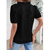 image:imageDOKOTOO Womens Casual V Neck Short Sleeve Textured Tops Lettuce Trim T Shirts Tee BlousesBlack