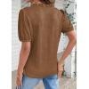 image:imageDOKOTOO Womens Casual V Neck Short Sleeve Textured Tops Lettuce Trim T Shirts Tee BlousesCoffee
