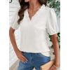 image:imageDOKOTOO Womens Casual V Neck Short Sleeve Textured Tops Lettuce Trim T Shirts Tee BlousesWhite