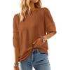image:imageDokotoo Blouses for Women Dressy Casual Crewneck 34 Length Sleeve Womens Tops Loose Business Work ShirtsChestnut