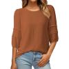 image:imageDokotoo Blouses for Women Dressy Casual Crewneck 34 Length Sleeve Womens Tops Loose Business Work ShirtsChestnut