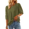 image:imageDokotoo Blouses for Women Dressy Casual Crewneck 34 Length Sleeve Womens Tops Loose Business Work ShirtsMoss Green