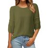 image:imageDokotoo Blouses for Women Dressy Casual Crewneck 34 Length Sleeve Womens Tops Loose Business Work ShirtsMoss Green
