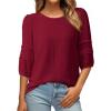 image:imageDokotoo Blouses for Women Dressy Casual Crewneck 34 Length Sleeve Womens Tops Loose Business Work ShirtsRed