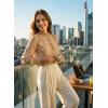 image:imageDokotoo Button Down Shirts for Women Dressy Casual Ruffle Lace Collared Chiffon Blouse Long Sleeve Business Work TopsBeige