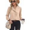 image:imageDokotoo Button Down Shirts for Women Dressy Casual Ruffle Lace Collared Chiffon Blouse Long Sleeve Business Work TopsBeige