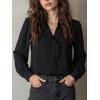 image:imageDokotoo Button Down Shirts for Women Dressy Casual Ruffle Lace Collared Chiffon Blouse Long Sleeve Business Work TopsBlack
