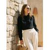 image:imageDokotoo Button Down Shirts for Women Dressy Casual Ruffle Lace Collared Chiffon Blouse Long Sleeve Business Work TopsBlack