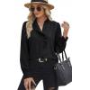 image:imageDokotoo Button Down Shirts for Women Dressy Casual Ruffle Lace Collared Chiffon Blouse Long Sleeve Business Work TopsBlack