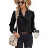 image:imageDokotoo Button Down Shirts for Women Dressy Casual Ruffle Lace Collared Chiffon Blouse Long Sleeve Business Work TopsBlack