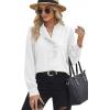 image:imageDokotoo Button Down Shirts for Women Dressy Casual Ruffle Lace Collared Chiffon Blouse Long Sleeve Business Work TopsWhite