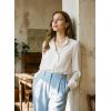 image:imageDokotoo Button Down Shirts for Women Dressy Casual Ruffle Lace Collared Chiffon Blouse Long Sleeve Business Work TopsWhite