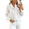 image:imageDokotoo Button Down Shirts for Women Dressy Casual Ruffle Lace Collared Chiffon Blouse Long Sleeve Business Work TopsWhite
