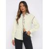 image:imageDokotoo Button Down Shirts for Women Lantern Long Sleeve Blouse Contrast Trim Dressy Casual Tops OutfitsBeige