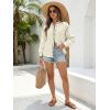 image:imageDokotoo Button Down Shirts for Women Lantern Long Sleeve Blouse Contrast Trim Dressy Casual Tops OutfitsBeige