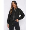 image:imageDokotoo Button Down Shirts for Women Lantern Long Sleeve Blouse Contrast Trim Dressy Casual Tops OutfitsBlack