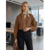 image:imageDokotoo Button Down Shirts for Women Lantern Long Sleeve Blouse Contrast Trim Dressy Casual Tops OutfitsBrown