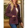 image:imageDokotoo Casual Quilted Jackets for Women Button Down Collared Long Sleeve Coats with PocketsBurgundy