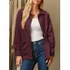 image:imageDokotoo Casual Quilted Jackets for Women Button Down Collared Long Sleeve Coats with PocketsBurgundy