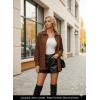 image:imageDokotoo Casual Quilted Jackets for Women Button Down Collared Long Sleeve Coats with PocketsChestnut