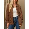 image:imageDokotoo Casual Quilted Jackets for Women Button Down Collared Long Sleeve Coats with PocketsChestnut