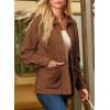 image:imageDokotoo Casual Quilted Jackets for Women Button Down Collared Long Sleeve Coats with PocketsChestnut