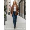 image:imageDokotoo Casual Quilted Jackets for Women Button Down Collared Long Sleeve Coats with PocketsChestnut