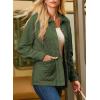 image:imageDokotoo Casual Quilted Jackets for Women Button Down Collared Long Sleeve Coats with PocketsGreen Bay