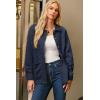 image:imageDokotoo Casual Quilted Jackets for Women Button Down Collared Long Sleeve Coats with PocketsNavy Blue
