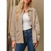 image:imageDokotoo Casual Quilted Jackets for Women Button Down Collared Long Sleeve Coats with PocketsSmoke Gray