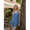 image:imageDokotoo Casual Tank Tops for Women 2026 Round Neck Camisole Top Ruffled Hem Shirt Lace Trim Loose Summer TopsDusk Blue