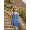image:imageDokotoo Casual Tank Tops for Women 2026 Round Neck Camisole Top Ruffled Hem Shirt Lace Trim Loose Summer TopsDusk Blue