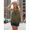 image:imageDokotoo Casual Tank Tops for Women 2026 Round Neck Camisole Top Ruffled Hem Shirt Lace Trim Loose Summer TopsLaurel Green