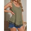 image:imageDokotoo Casual Tank Tops for Women 2026 Round Neck Camisole Top Ruffled Hem Shirt Lace Trim Loose Summer TopsLaurel Green