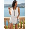 image:imageDokotoo Casual Tank Tops for Women 2026 Round Neck Camisole Top Ruffled Hem Shirt Lace Trim Loose Summer TopsWhite